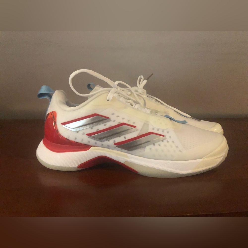 adidas White Sneakers with Red & Silver Accents